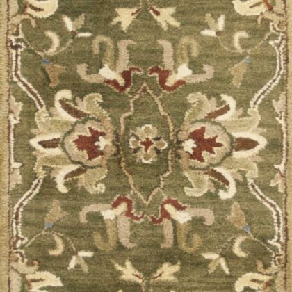 2' X 7' Emerald Green Floral Vine Wool Runner Rug