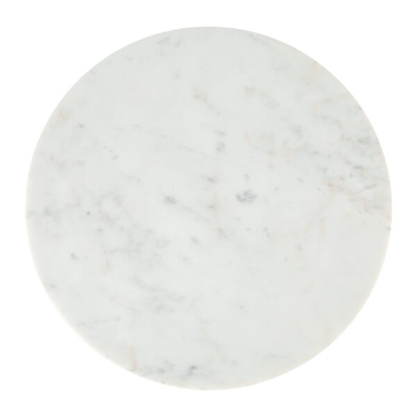 25" White And Black Marble And Aluminum Round Pedestal End Table