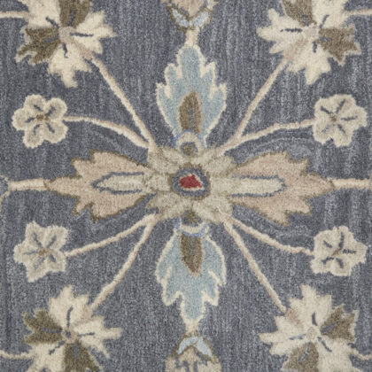 9' X 12' Gray Ivory And Red Wool Floral Tufted Handmade Stain Resistant Area Rug