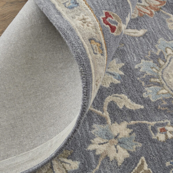 9' X 12' Gray Ivory And Red Wool Floral Tufted Handmade Stain Resistant Area Rug