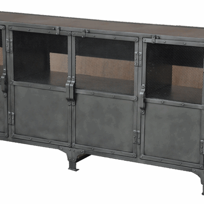 72" Dark Gray Metal Enclosed Storage TV Stand