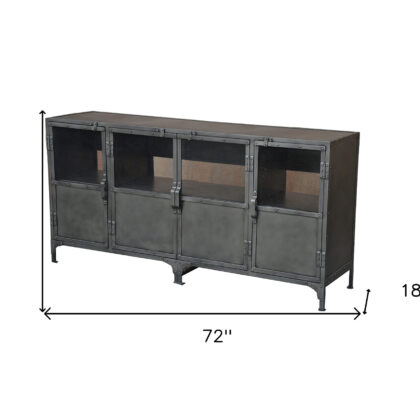 72" Dark Gray Metal Enclosed Storage TV Stand