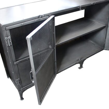 72" Dark Gray Metal Enclosed Storage TV Stand