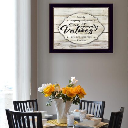 Our Family Values 1 Black Framed Print Wall Art