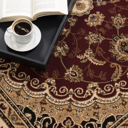 8’ x 11’ Red Floral Medallion Area Rug