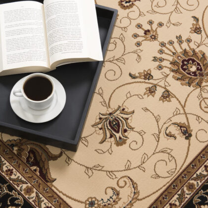 2’ x 20’ Cream and Black Decorative Runner Rug