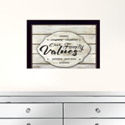 Our Family Values 1 Black Framed Print Wall Art