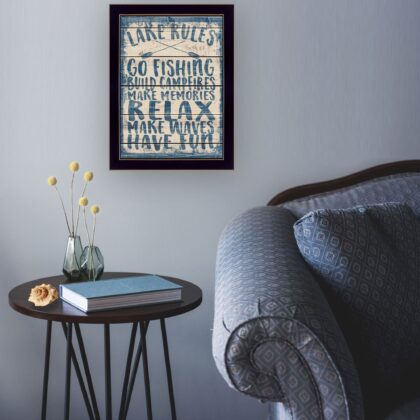 Lake Rules 2 Black Framed Print Wall Art