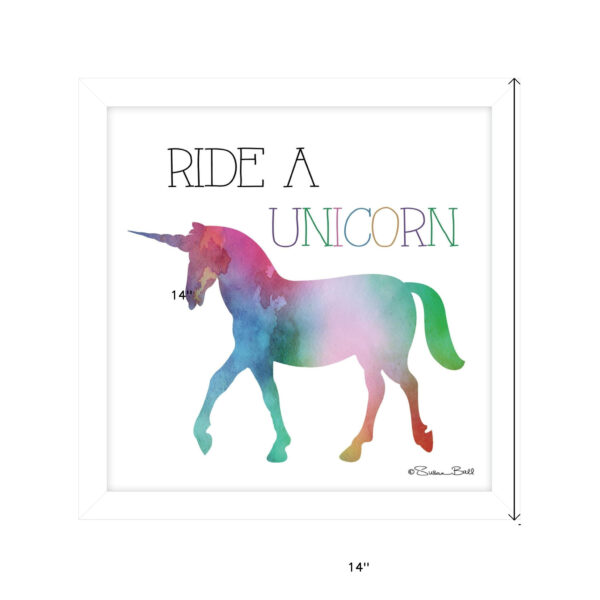 Ride A Unicorn White Framed Print Wall Art