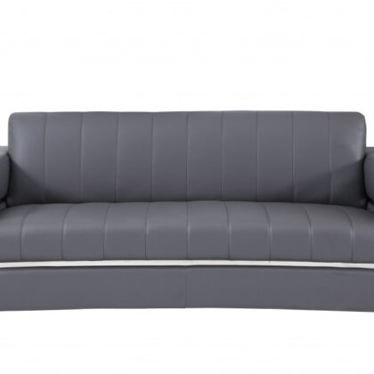 Two Piece Indoor Dark Gray Italian Leather Five Person Seating Set