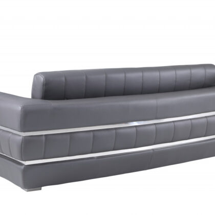 Two Piece Indoor Dark Gray Italian Leather Five Person Seating Set