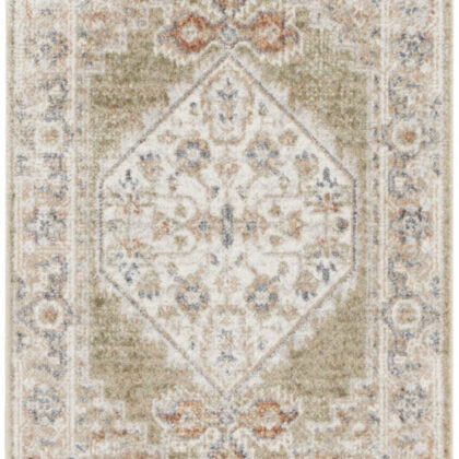 8' Sage Oriental Power Loom Distressed Washable Runner Rug