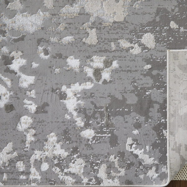 12' X 18' Silver Gray And White Abstract Area Rug