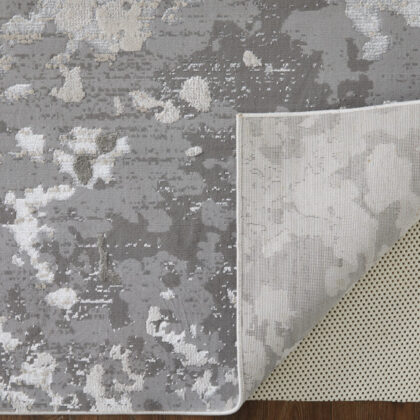12' X 18' Silver Gray And White Abstract Area Rug