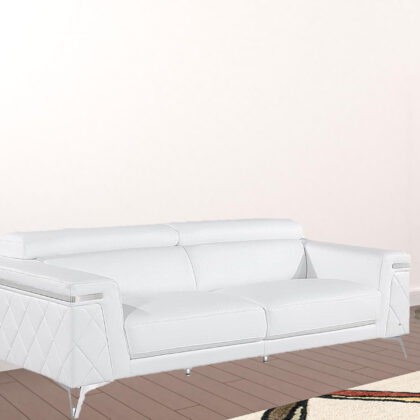 White Top Grain Leather Five Person Seating Set