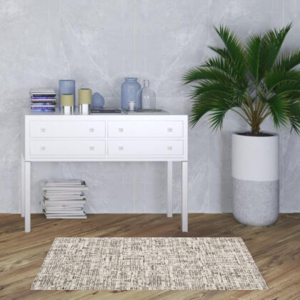 3' X 5' Ivory Grey Charcoal Brown And Beige Abstract Power Loom Stain Resistant Area Rug