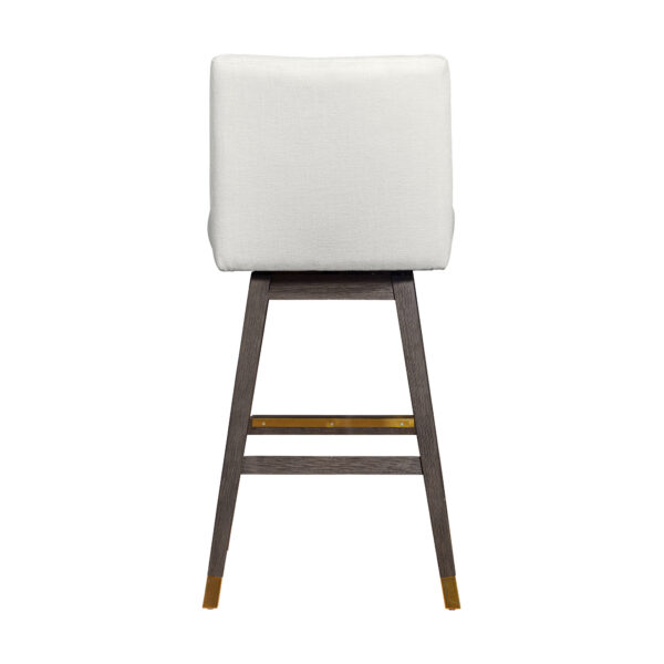30" Pearl and Gray Upholstered and Solid Wood Bar Height Swivel Bar Chair