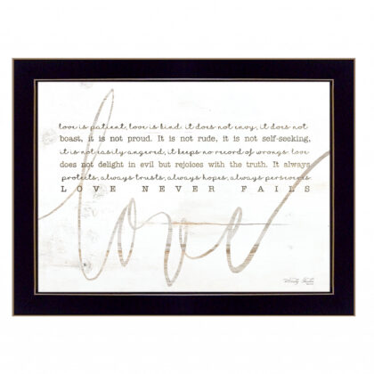 Love Never Fails 1 Black Framed Print Wall Art