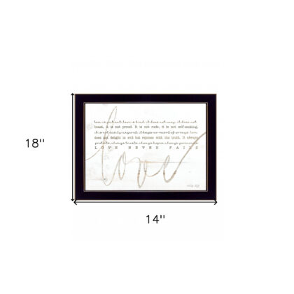 Love Never Fails 1 Black Framed Print Wall Art
