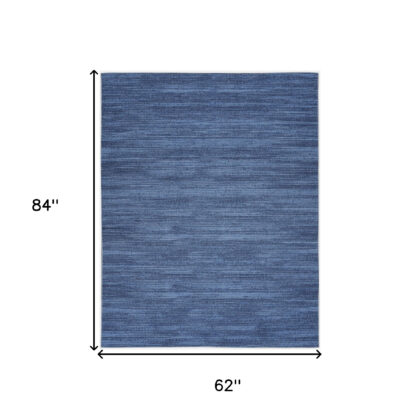 5' x 7' Blue and Gray Abstract Power Loom Washable Non Skid Area Rug