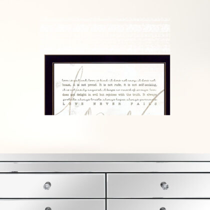 Love Never Fails 1 Black Framed Print Wall Art