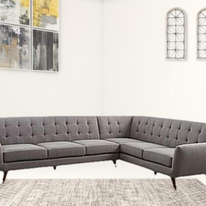 Light Gray Linen L Shaped Two Piece Corner Sectional