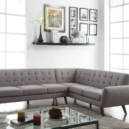 Light Gray Linen L Shaped Two Piece Corner Sectional