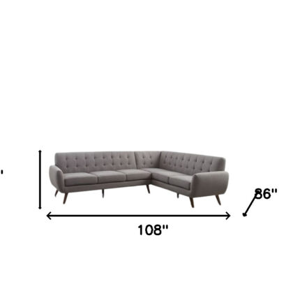 Light Gray Linen L Shaped Two Piece Corner Sectional