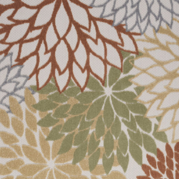 5' X 7' Ivory Green and Blue Indoor Outdoor Area Rug