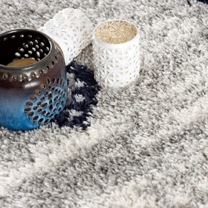 5’ X 8’ Gray And Navy Boho Chic Area Rug