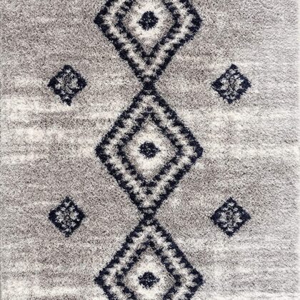 5’ X 8’ Gray And Navy Boho Chic Area Rug