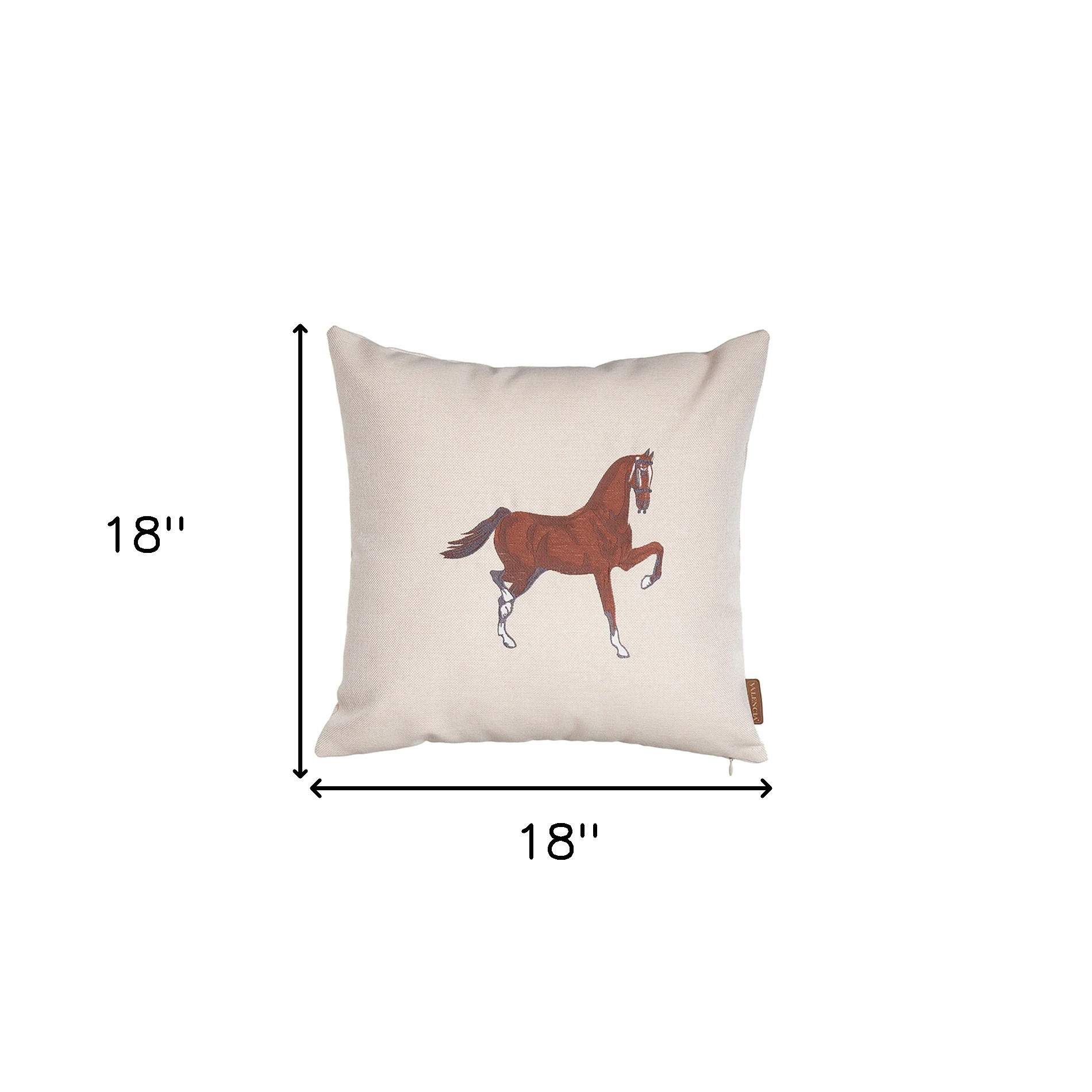 Set of Four 18" X 18" Beige Horse Polyester Zippered Pillow With Embroidery - Image 5