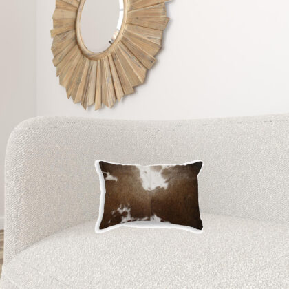 12" X 20" X 5" Chocolate And White Torino Kobe Cowhide  Pillow