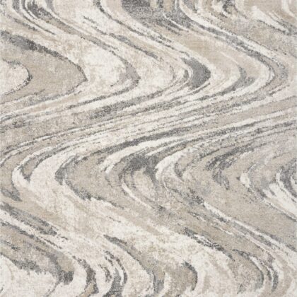 5' X 8' Natural Abstract Wave Brushstrokes Indoor Area Rug