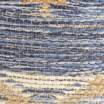 18" Blue Jute Ottoman