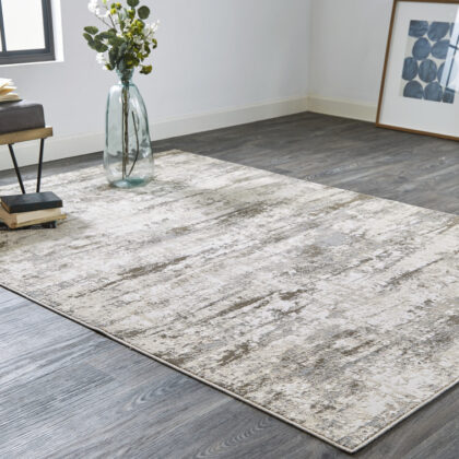 12' X 15' Ivory And Brown Abstract Area Rug