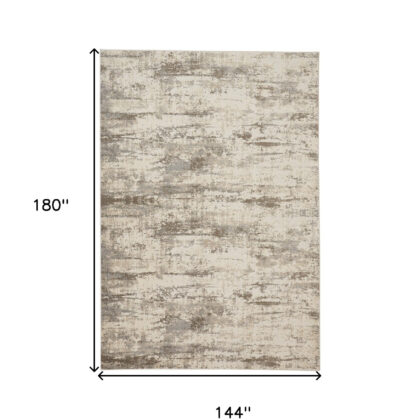 12' X 15' Ivory And Brown Abstract Area Rug