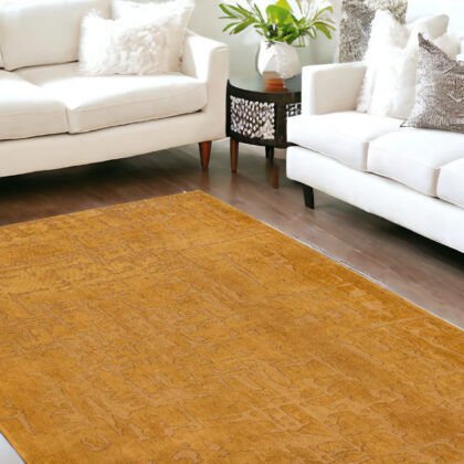 8' x 11' Yellow Abstract Non Skid Area Rug