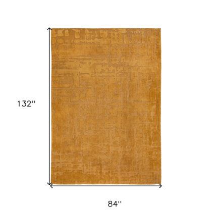 8' x 11' Yellow Abstract Non Skid Area Rug