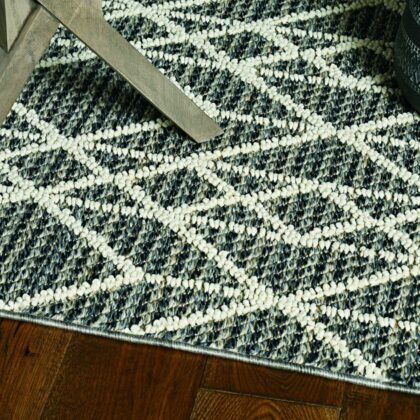 5'X8' Grey Machine Woven Uv Treated Geometric Indoor Outdoor Area Rug