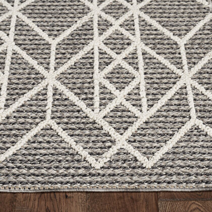 7'X9' Grey Machine Woven Uv Treated Geometric Indoor Outdoor Area Rug
