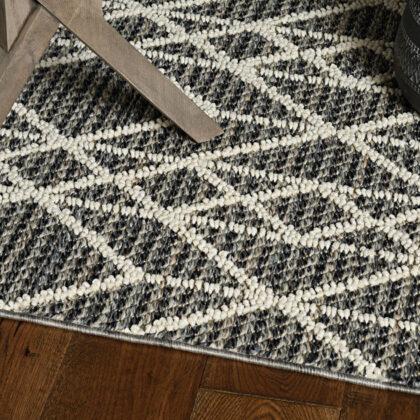 7'X9' Grey Machine Woven Uv Treated Geometric Indoor Outdoor Area Rug