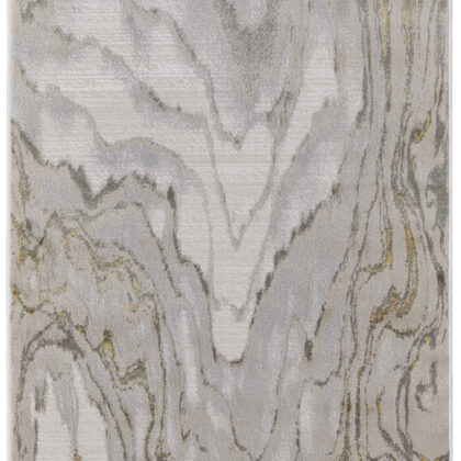 8' Gold and Ivory Abstract Runner Rug