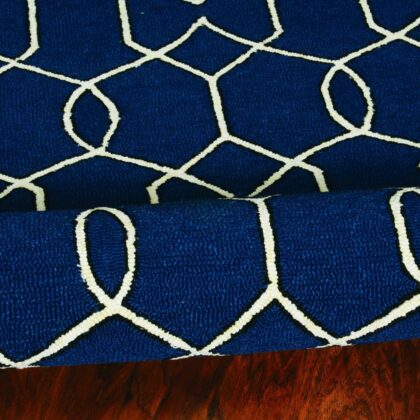 3' X 5' Trellis And Diamond Navy Uv Treated Area Rug