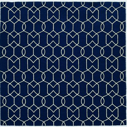 3' X 5' Trellis And Diamond Navy Uv Treated Area Rug