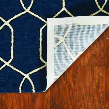 3' X 5' Trellis And Diamond Navy Uv Treated Area Rug