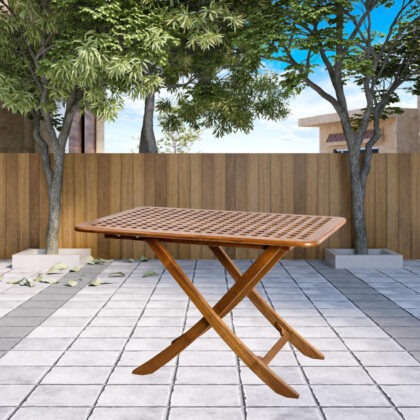 43" Brown Solid Wood Folding Outdoor Side Table