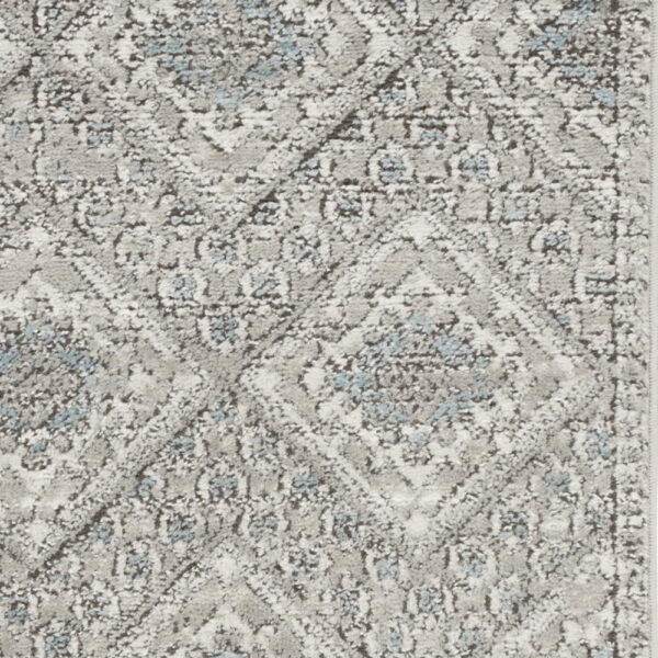 2' X 4' Grey Ivory And Blue Southwestern Power Loom Non Skid Area Rug