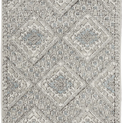 2' X 4' Grey Ivory And Blue Southwestern Power Loom Non Skid Area Rug