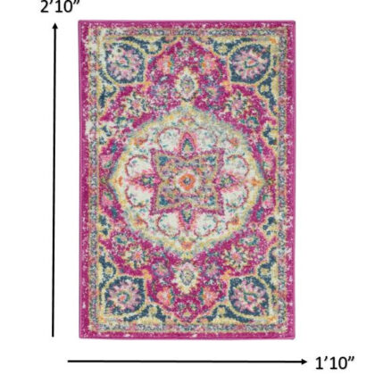 2’ X 3’ Pink And Ivory Medallion Scatter Rug